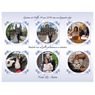 Wedding thank you card in Dutch Delfts style
